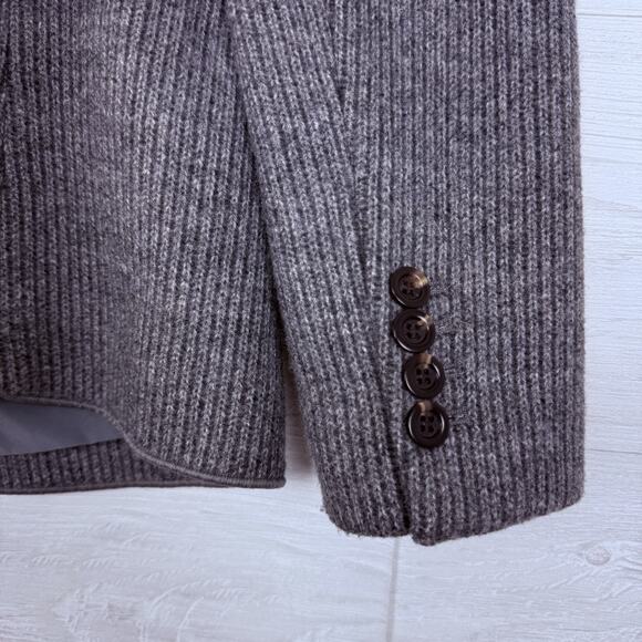 Ann Taylor Hutton Blazer Size 4 Gray Brushed Wool Ribbed Knit Classic Chic - Picture 9 of 16